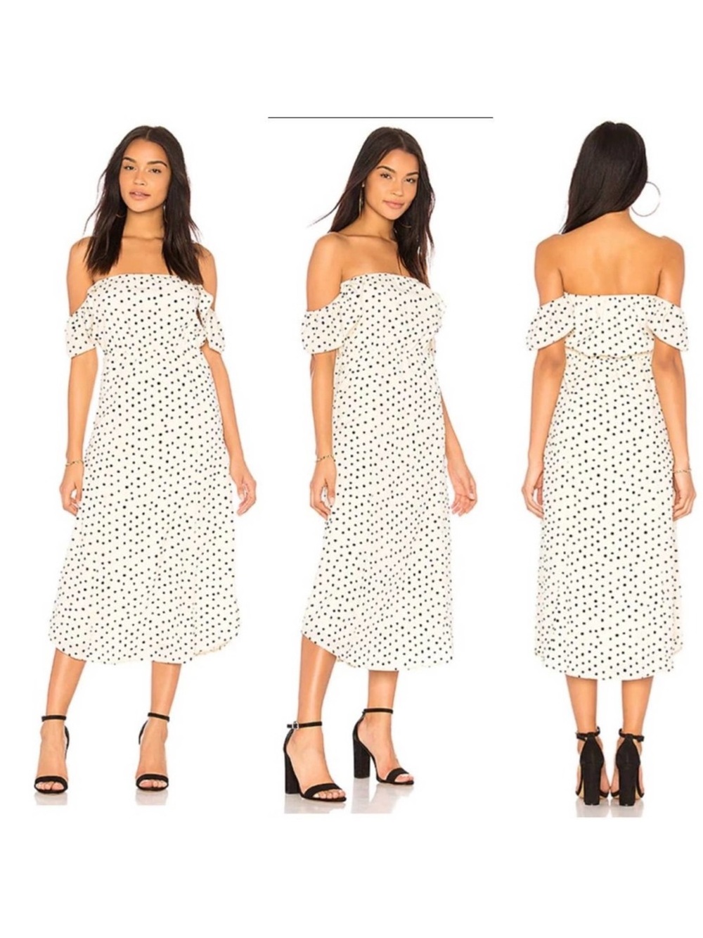 Amuse Society Casa Blanca Sweeter Than You Polka Dot Midi Dress size L